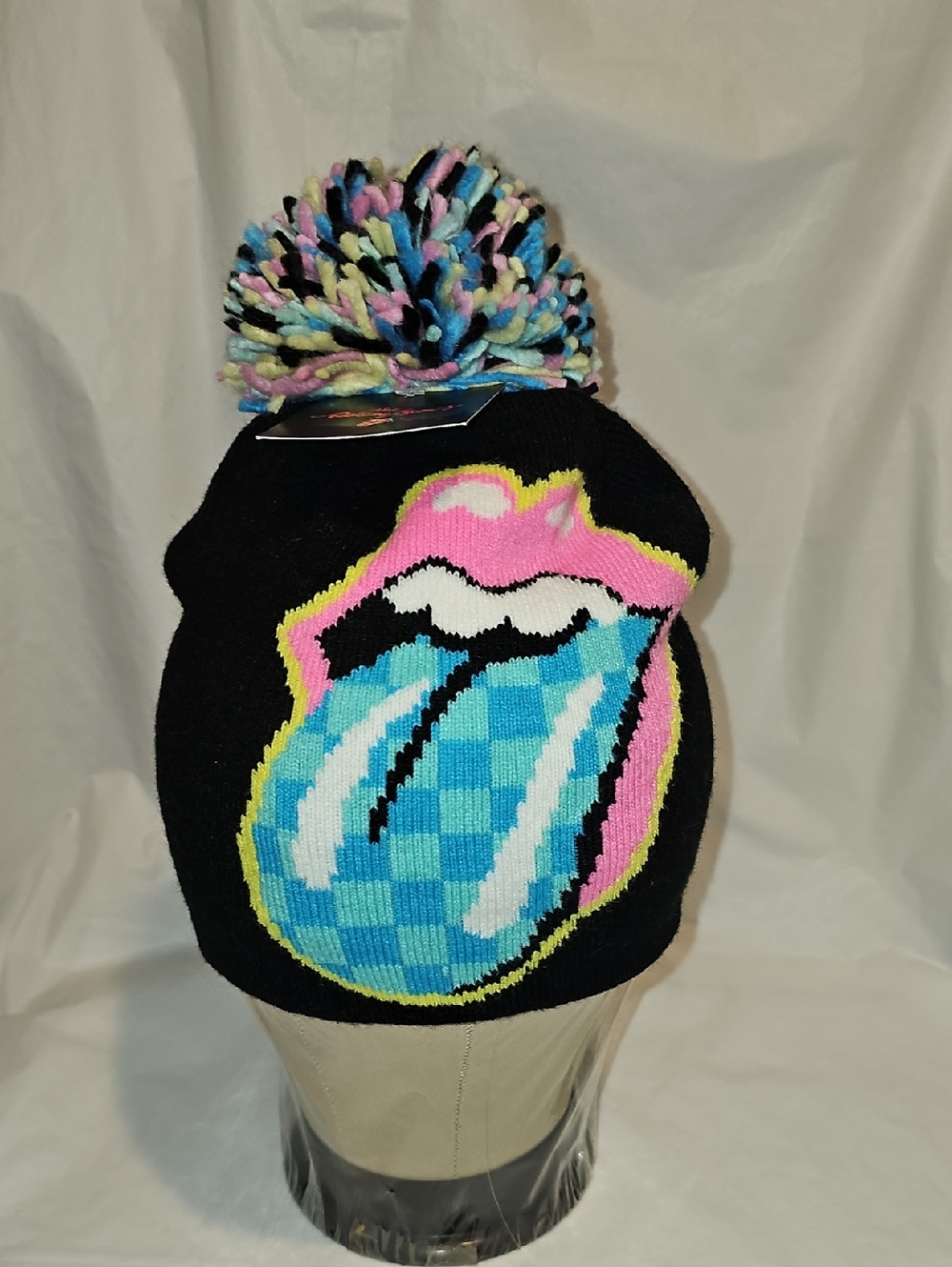 Rolling Stones Women’s Rock Band Winter Beanie with Pom, One Size New